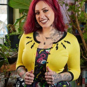 Cute Sourpuss Yellow Lightning Cardigan XL NWOT